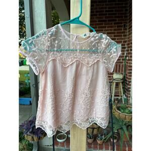 Pink Lacy Girl’s Top - Small - H&M